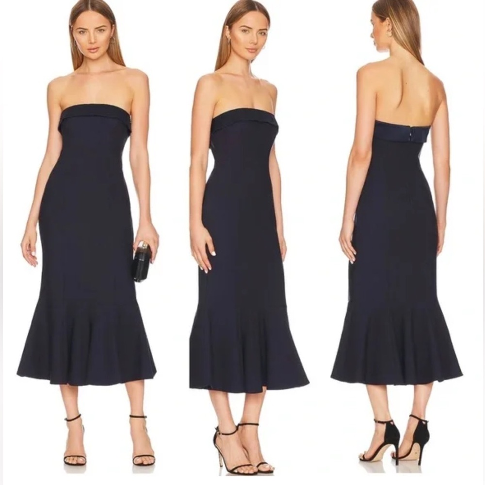 Cinq a Sept Mazzy size 4 Cocktail Dress Navy Strapless
